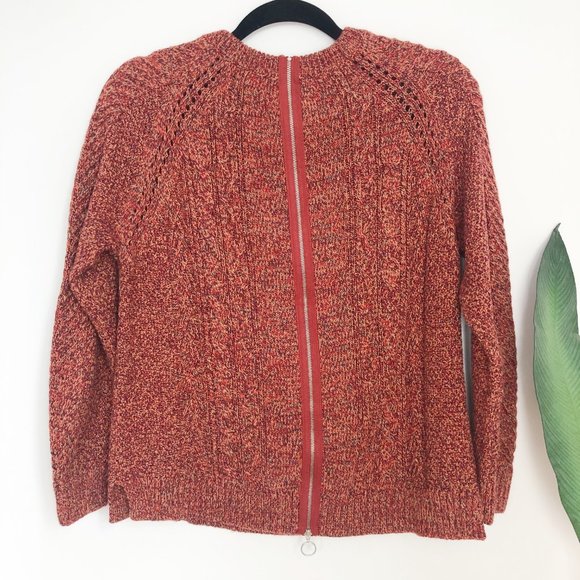 TYLER BOE Orange Chunky Knit Zipper Back Sweater - Picture 2 of 6